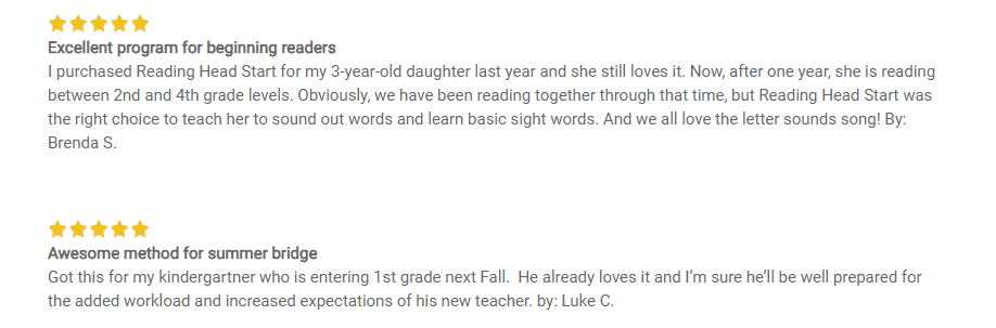 reading head start reviews from parents