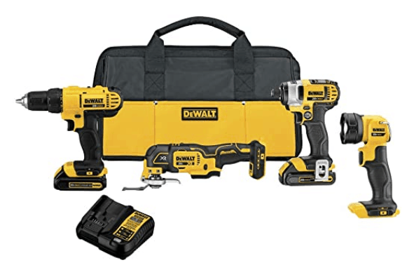 Dewalt 20V Max Cordless Combo Drill Kit. 4-Tool