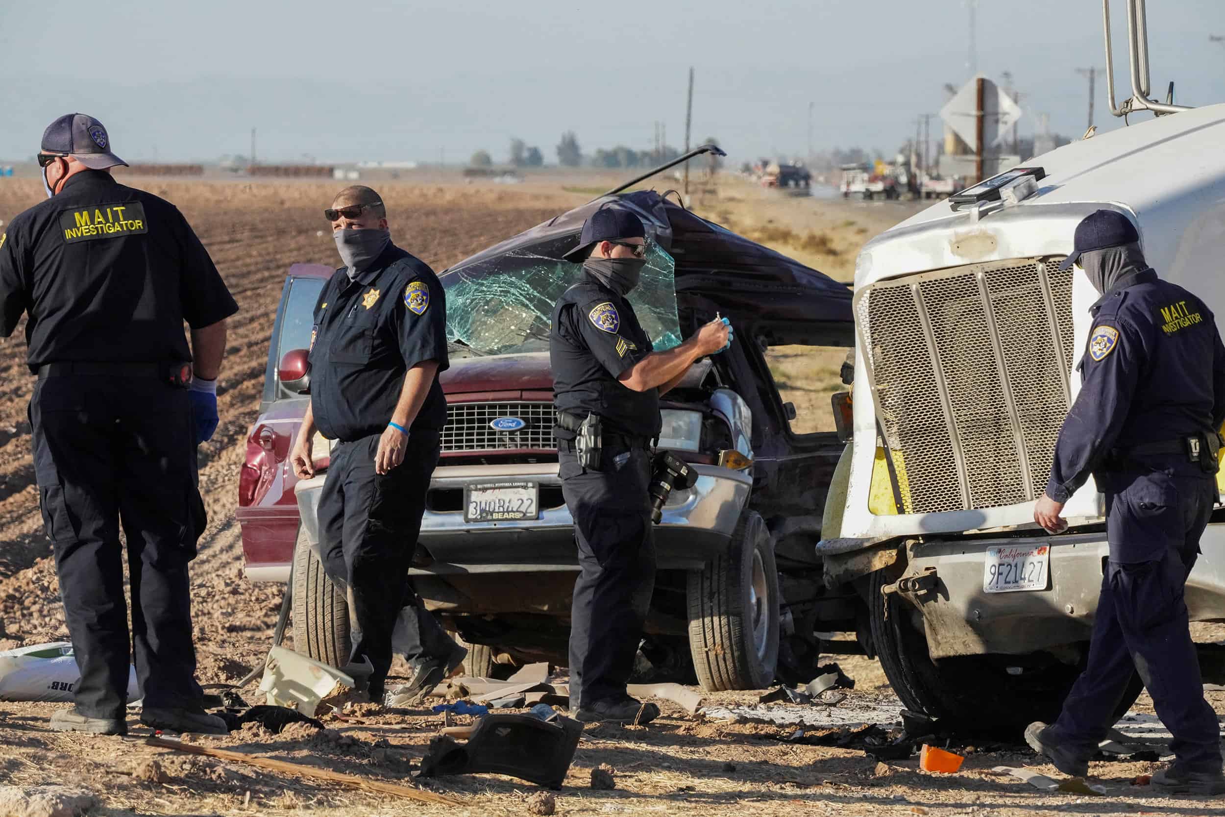 Collision between a sport utility vehicle (SUV) and a tractor trailer truck near Holtville