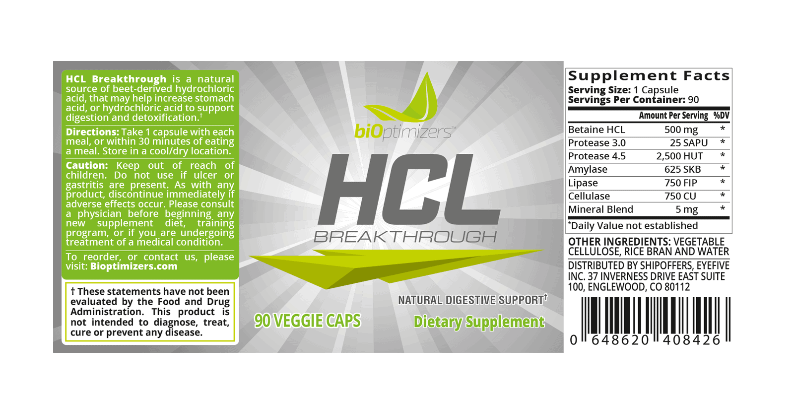 Bioptimizers HCL Breakthrough Dosage