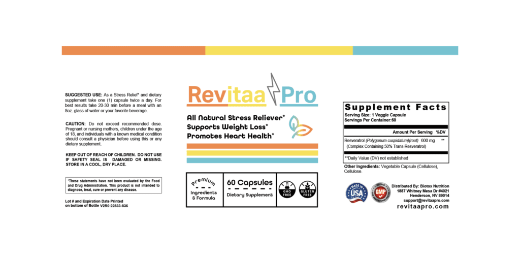 Revitaa Pro Supplement Facts
