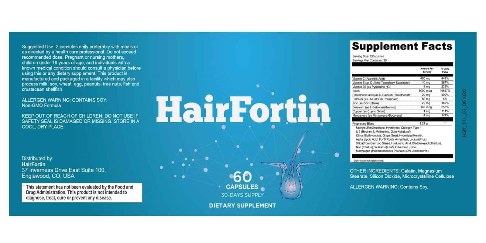 HairFortin Dosage & Supplement facts