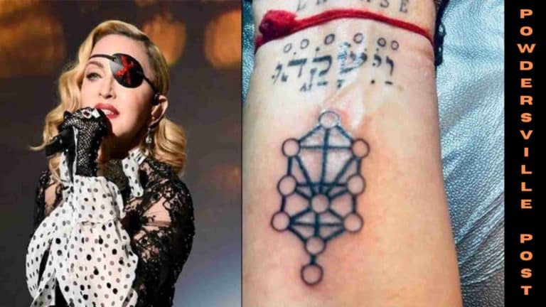 New Tattoo Inked!! Pop Singer Madonna Inked New Tattoo Featuring A Design From The Kabbalah Book Ten Luminous Emanations On The Inside Of Her Wrist