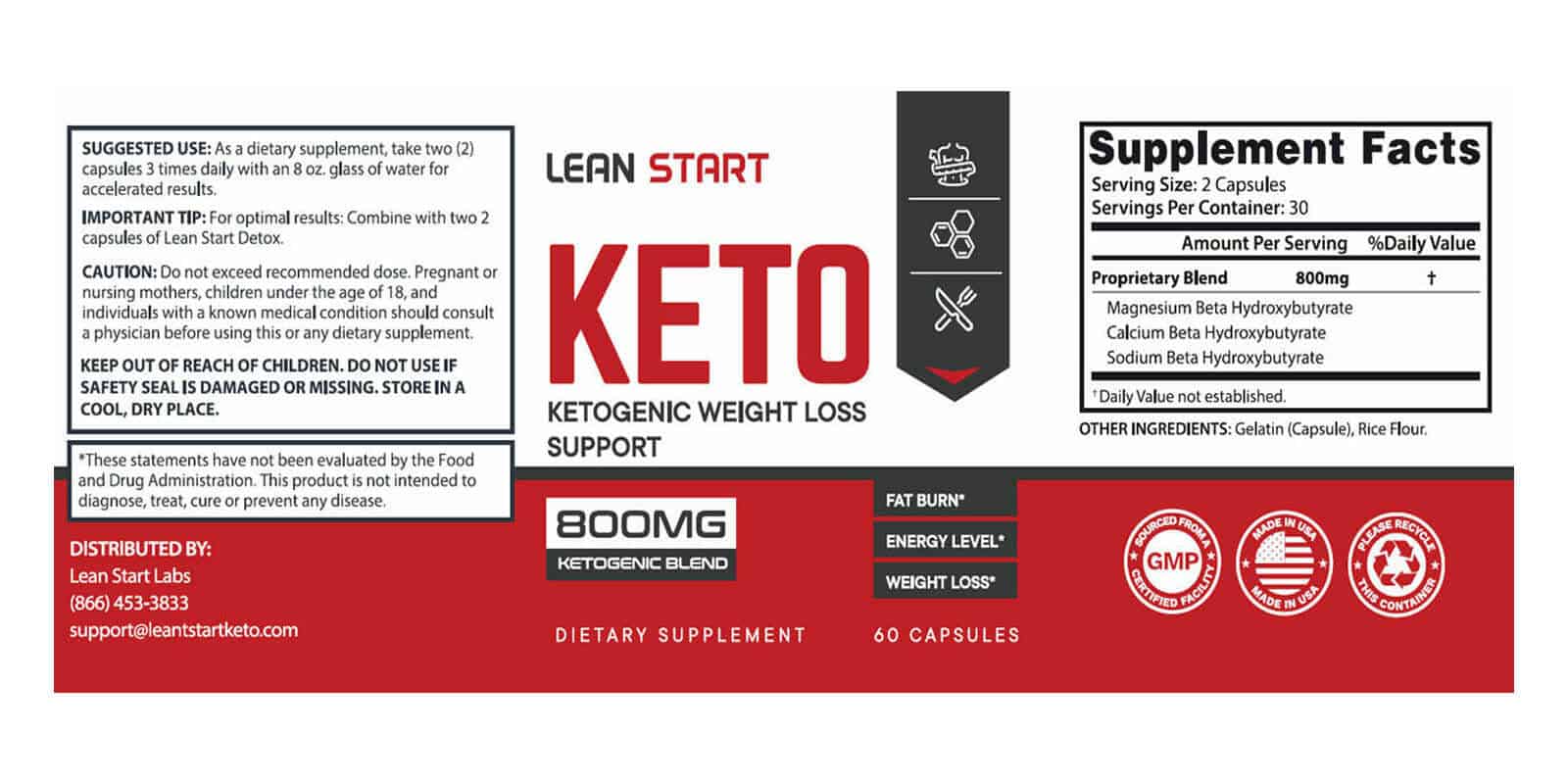 lean start keto supplement facts